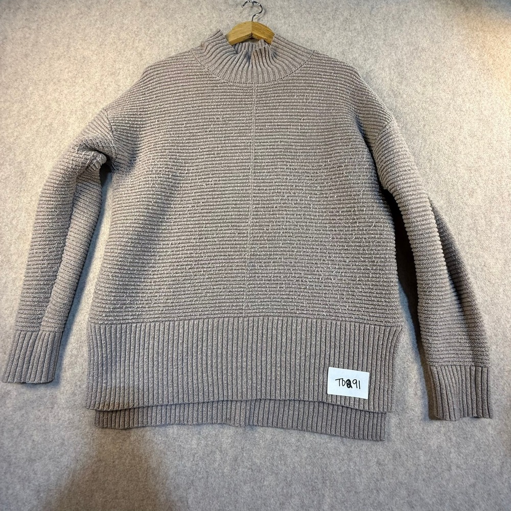 Sweet Romeo Womens Mock Neck Ribbed Knit Sweater Taupe Mauve Small SR9752A